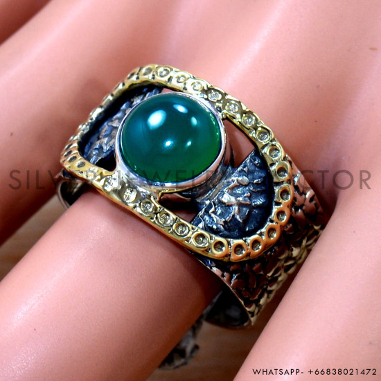 Green Onyx 925 Sterling Silver Ring (SJWR-2557) Green Onyx 925 Sterling Silver Ring (SJWR-2557)