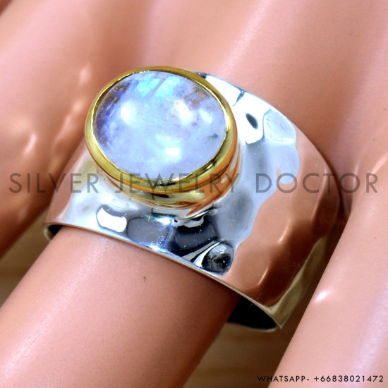 Rainbow Moonstone 925 Sterling Silver Ring (SJWR-2579) Rainbow Moonstone 925 Sterling Silver Ring (SJWR-2579)