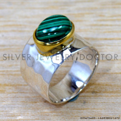 Vintage Look Malachite Gemstone Jewelry 925 Sterling Silver And Brass Ring SJWR-2583 Vintage Look Malachite Gemstone Jewelry 925 Sterling Silver And Brass Ring SJWR-2583