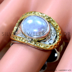 Rainbow Moonstone 925 Sterling Silver Ring (SJWR-2601)