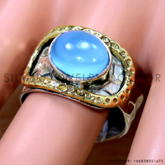 Rainbow Moonstone 925 Sterling Silver Ring Design B (SJWR-2601) Rainbow Moonstone 925 Sterling Silver Ring Design B (SJWR-2601)