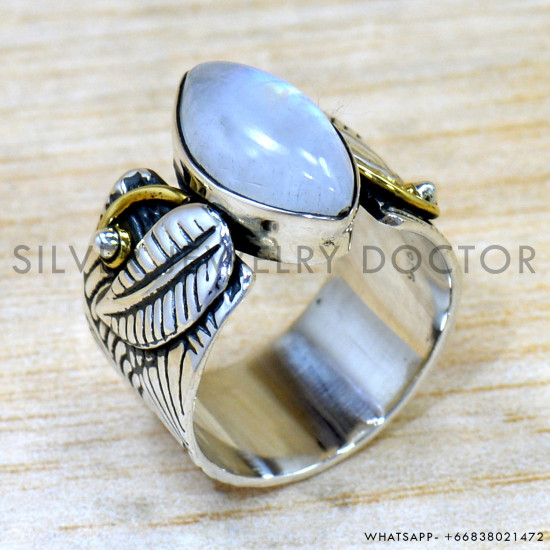 Rainbow Moonstone 925 Sterling Silver Ring (SJWR-2616) Rainbow Moonstone 925 Sterling Silver Ring (SJWR-2616)