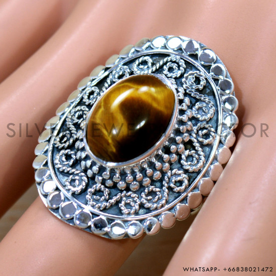 Tiger Eye 925 Sterling Silver Ring (SJWR-2645) Tiger Eye 925 Sterling Silver Ring (SJWR-2645)