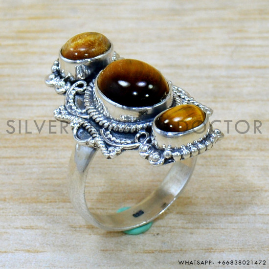 Tiger Eye 925 Sterling Silver Ring (SJWR-2666) Tiger Eye 925 Sterling Silver Ring (SJWR-2666)