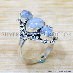 Rainbow Moonstone 925 Sterling Silver Ring (SJWR-2678)