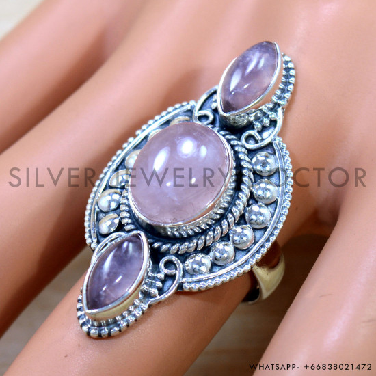 Rose Quartz 925 Sterling Silver Ring (SJWR-2681) Rose Quartz 925 Sterling Silver Ring (SJWR-2681)