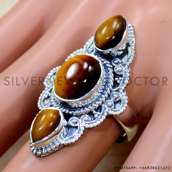 Tiger Eye 925 Sterling Silver Ring (SJWR-2682) Tiger Eye 925 Sterling Silver Ring (SJWR-2682)