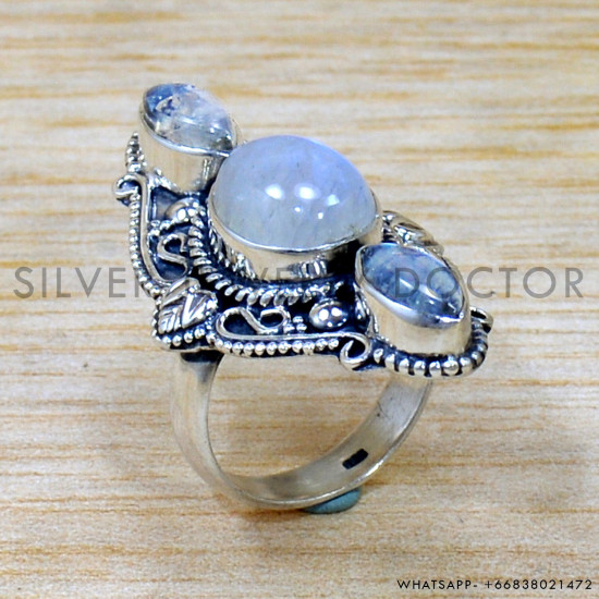 Rainbow Moonstone 925 Sterling Silver Ring (SJWR-2687) Rainbow Moonstone 925 Sterling Silver Ring (SJWR-2687)