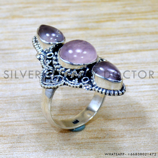 Rose Quartz 925 Sterling Silver Ring (SJWR-2694) Rose Quartz 925 Sterling Silver Ring (SJWR-2694)