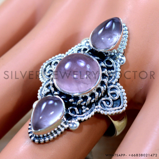 Rose Quartz 925 Sterling Silver Ring (SJWR-2694) Rose Quartz 925 Sterling Silver Ring (SJWR-2694)