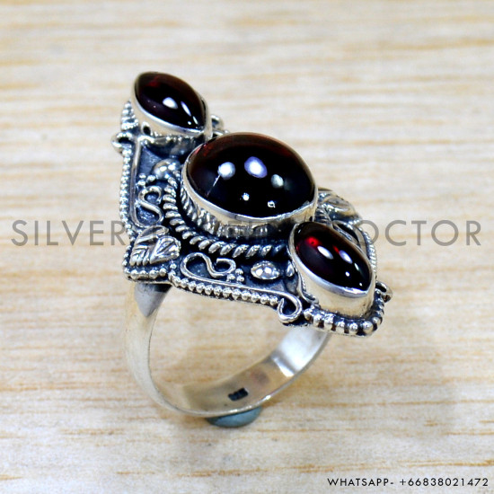 Garnet 925 Sterling Silver Ring (SJWR-2695) Garnet 925 Sterling Silver Ring (SJWR-2695)
