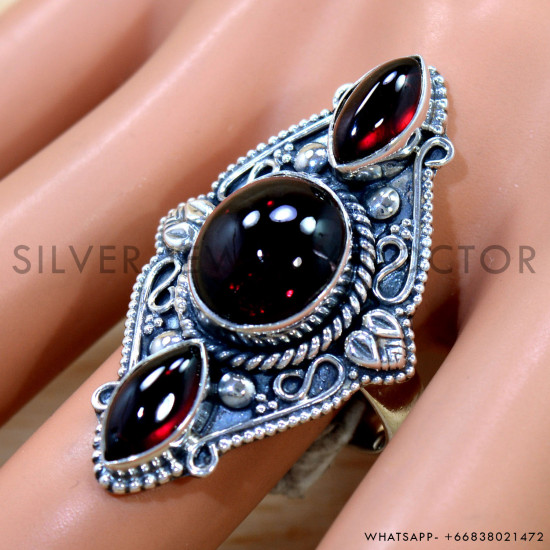 Garnet 925 Sterling Silver Ring (SJWR-2695) Garnet 925 Sterling Silver Ring (SJWR-2695)