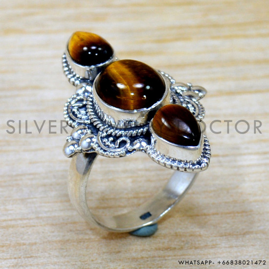 Tiger Eye 925 Sterling Silver Ring (SJWR-2696) Tiger Eye 925 Sterling Silver Ring (SJWR-2696)
