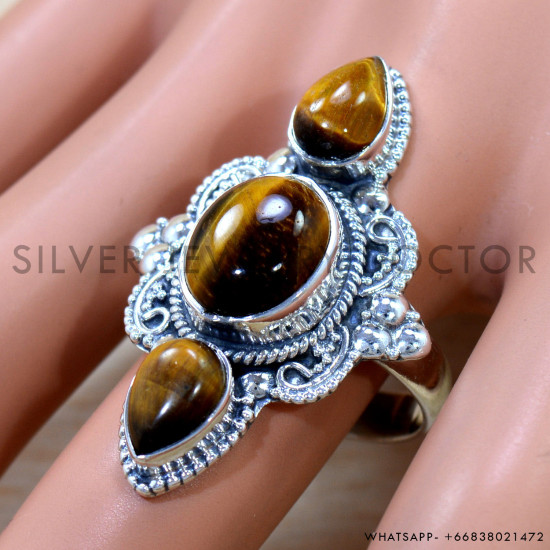 Tiger Eye 925 Sterling Silver Ring (SJWR-2696) Tiger Eye 925 Sterling Silver Ring (SJWR-2696)