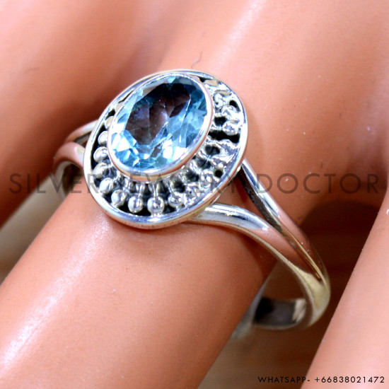 Blue Topaz 925 Sterling Silver Ring (SJWR-2701) Blue Topaz 925 Sterling Silver Ring (SJWR-2701)