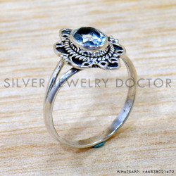 Blue Topaz 925 Sterling Silver Ring (SJWR-2710)