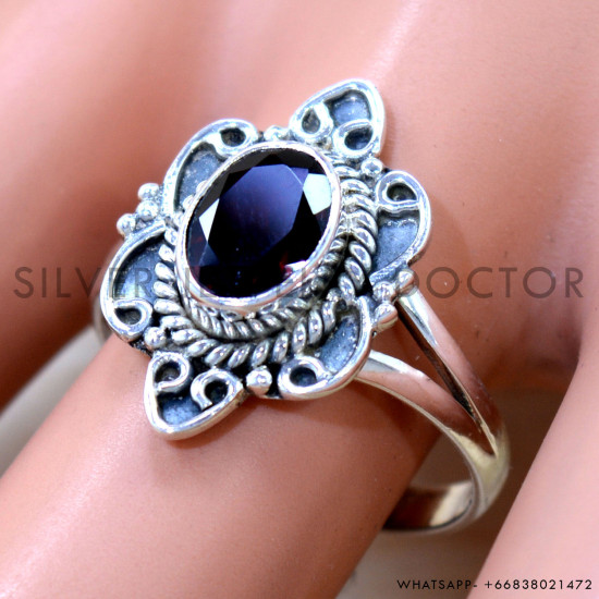 Garnet 925 Sterling Silver Ring (SJWR-2711) Garnet 925 Sterling Silver Ring (SJWR-2711)