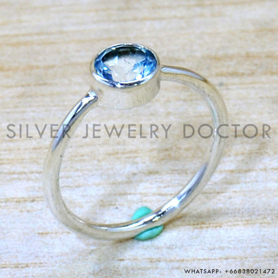 Blue Topaz 925 Sterling Silver Ring (SJWR-2718) Blue Topaz 925 Sterling Silver Ring (SJWR-2718)