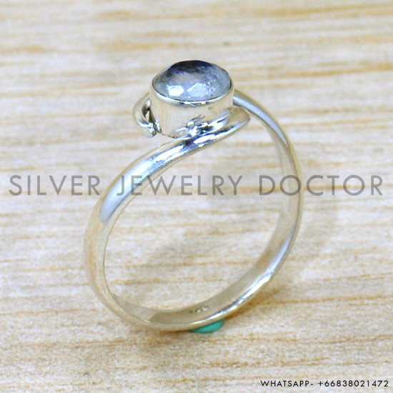 Rainbow Moonstone 925 Sterling Silver Ring (SJWR-2731)