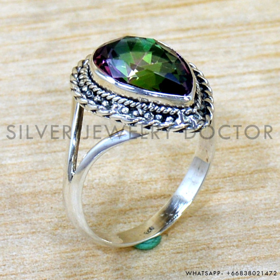 Mystic Topaz 925 Sterling Silver Ring (SJWR-2737)