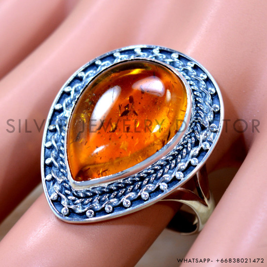 Amber 925 Sterling Silver Ring (SJWR-2739) Amber 925 Sterling Silver Ring (SJWR-2739)