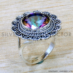 Mystic Topaz 925 Sterling Silver Ring (SJWR-2741)