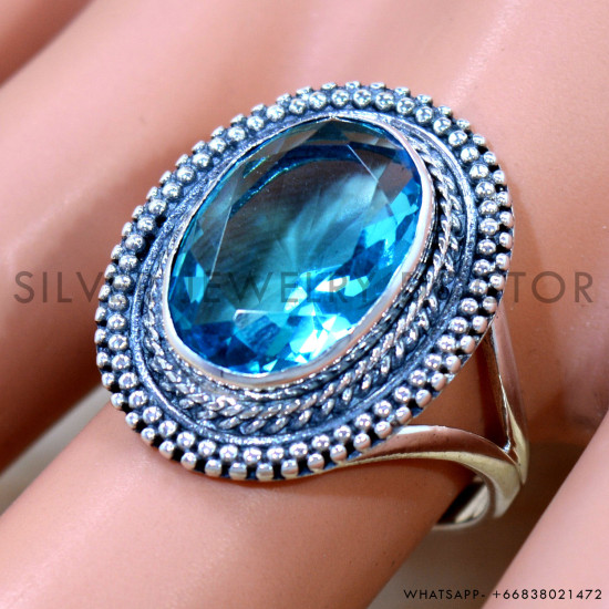 Blue Topaz 925 Sterling Silver Ring (SJWR-2742) Blue Topaz 925 Sterling Silver Ring (SJWR-2742)