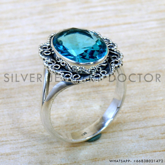 Blue Topaz 925 Sterling Silver Ring (SJWR-2743) Blue Topaz 925 Sterling Silver Ring (SJWR-2743)