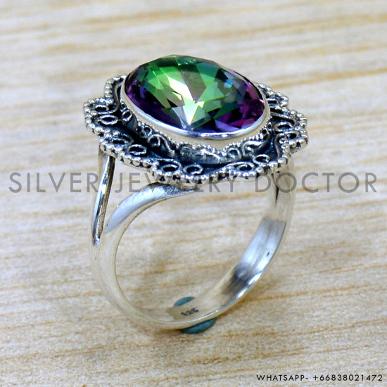 Mystic Topaz 925 Sterling Silver Ring (SJWR-2744) Mystic Topaz 925 Sterling Silver Ring (SJWR-2744)