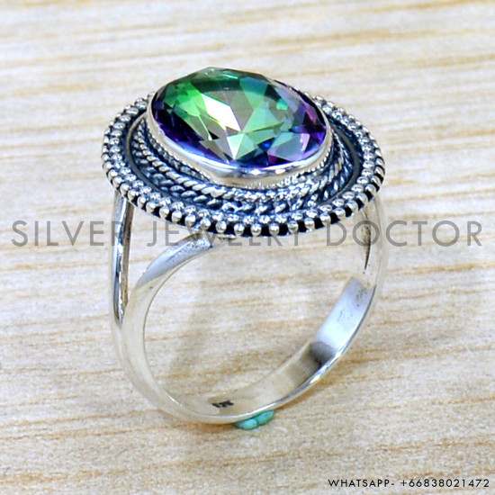 Mystic Topaz 925 Sterling Silver Ring (SJWR-2745) Mystic Topaz 925 Sterling Silver Ring (SJWR-2745)