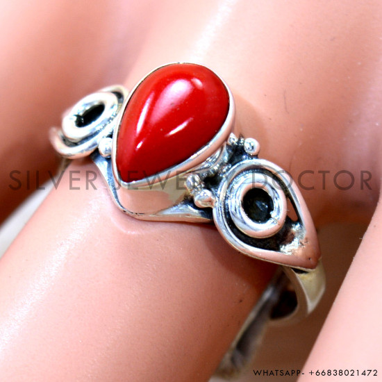 Coral 925 Sterling Silver Ring (SJWR-2747) Coral 925 Sterling Silver Ring (SJWR-2747)