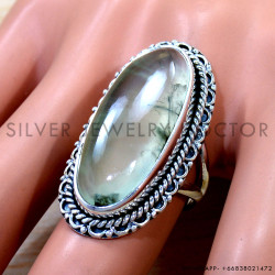 Prehnite 925 Sterling Silver Ring (SJWR-2762)