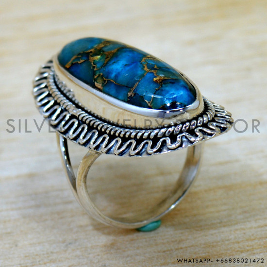 Copper Turquoise 925 Sterling Silver Ring (SJWR-2764)