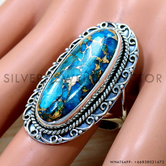 Copper Turquoise 925 Sterling Silver Ring (SJWR-2782)