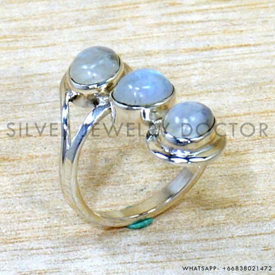 Rainbow Moonstone 925 Sterling Silver Ring (SJWR-2795) Rainbow Moonstone 925 Sterling Silver Ring (SJWR-2795)