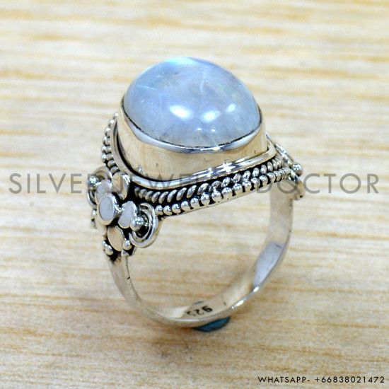 Rainbow Moonstone 925 Sterling Silver Ring (SJWR-2798) Rainbow Moonstone 925 Sterling Silver Ring (SJWR-2798)