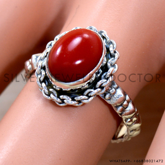 Coral 925 Sterling Silver Ring (SJWR-2799) Coral 925 Sterling Silver Ring (SJWR-2799)