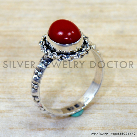 Coral 925 Sterling Silver Ring (SJWR-2799) Coral 925 Sterling Silver Ring (SJWR-2799)