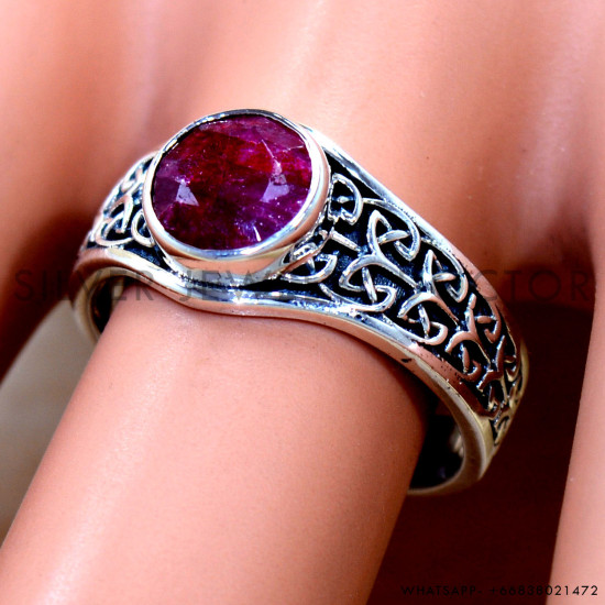 Ruby 925 Sterling Silver Ring (SJWR-2806)