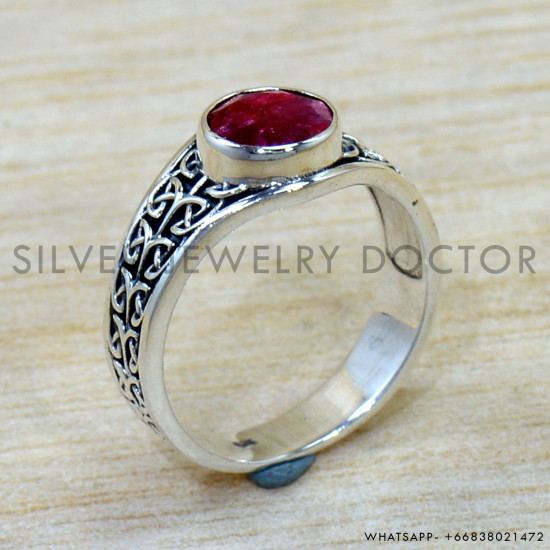 Ruby 925 Sterling Silver Ring (SJWR-2806)