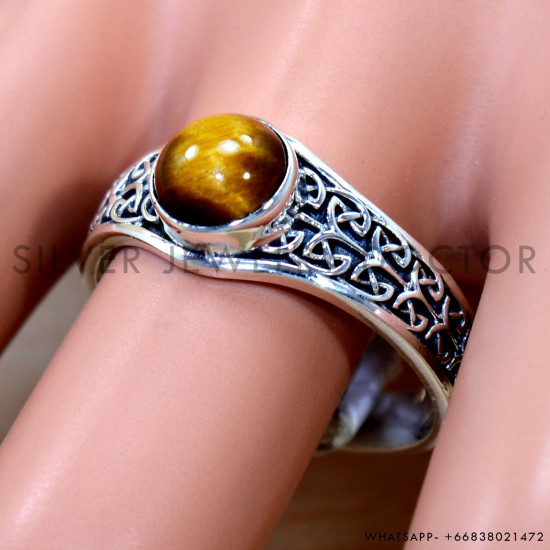 Tiger Eye 925 Sterling Silver Ring (SJWR-2808)