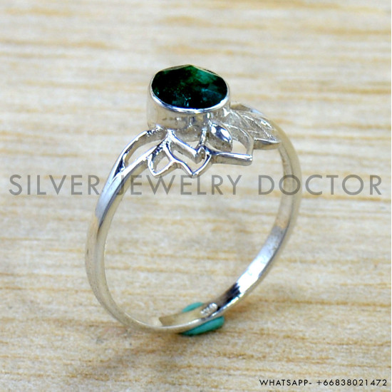 Emerald 925 Sterling Silver Ring (SJWR-2809)