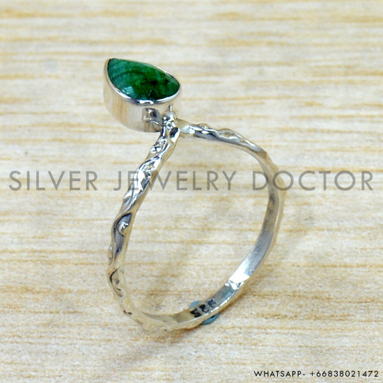Emerald 925 Sterling Silver Ring (SJWR-2815)