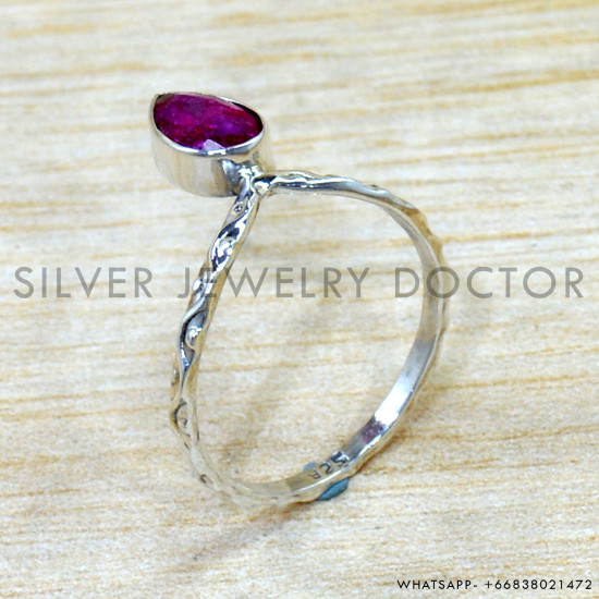 Ruby 925 Sterling Silver Ring (SJWR-2818)