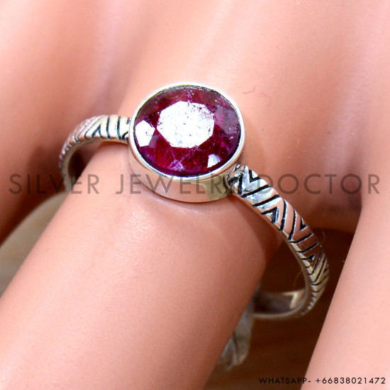 Ruby 925 Sterling Silver Ring (SJWR-2819)