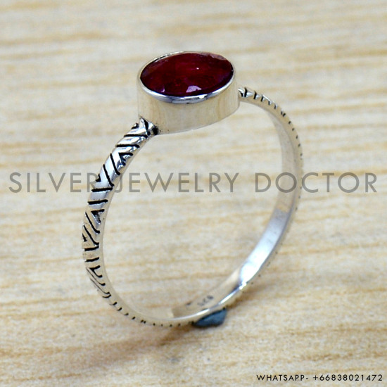 Ruby 925 Sterling Silver Ring (SJWR-2819)