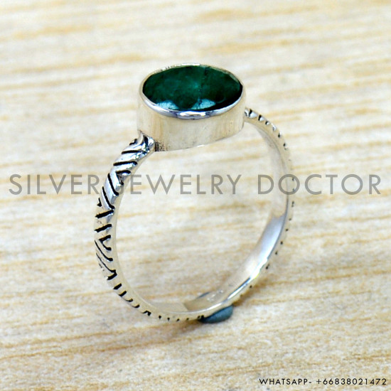 Emerald 925 Sterling Silver Ring (SJWR-2821)