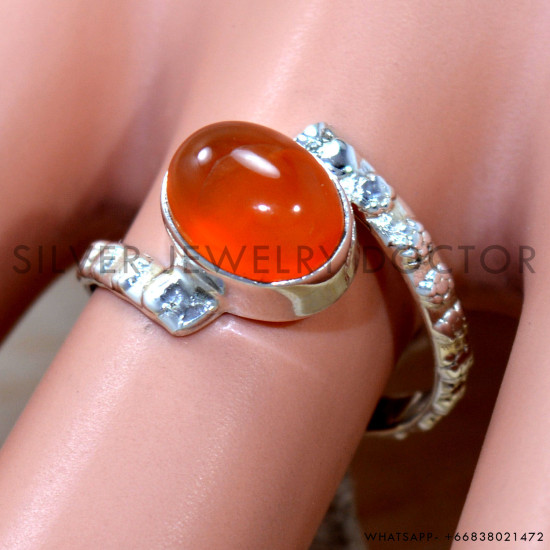 Carnelian 925 Sterling Silver Ring (SJWR-2826)