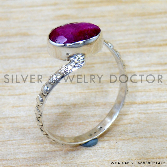 Ruby 925 Sterling Silver Ring (SJWR-2828)