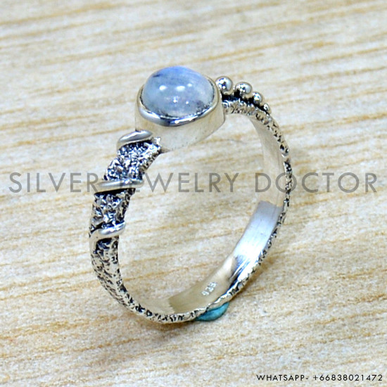 Rainbow Moonstone 925 Sterling Silver Ring (SJWR-2835)